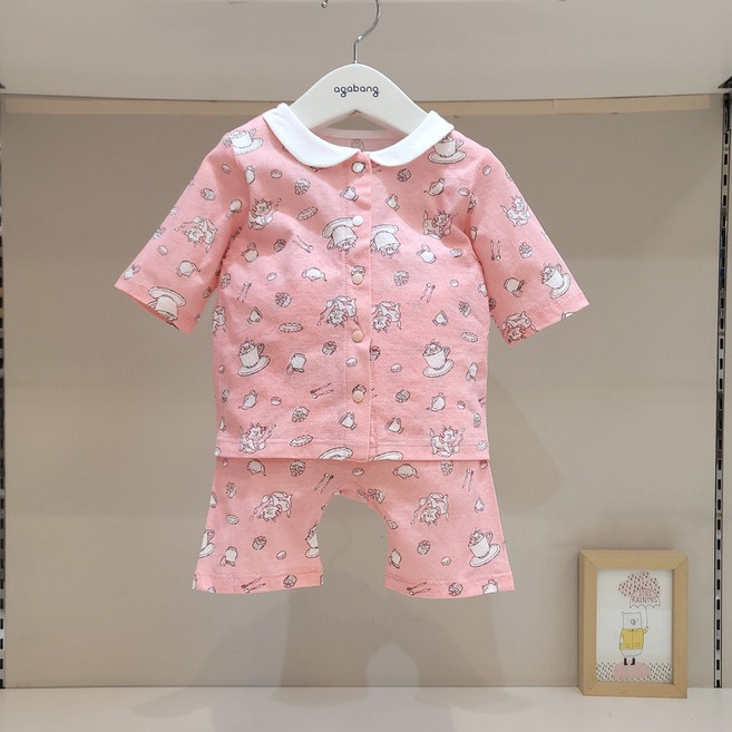[아가방] 강남점*디즈니 베이비/ 빅 히트!! 깜찍이 마리7부 오픈내의/무형광 면100%/아가방 실내복