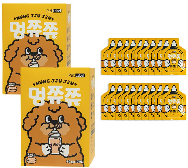 펫라벨 멍쮸쮸 짜먹는 강아지 간식 참치 20개입 (30g x 20ea), 20개, 30g