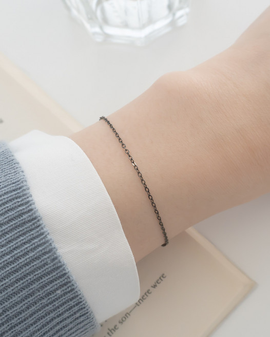 모두디자이너 실버925 베이직 심플 체인 블랙 골드 타투 실팔찌 04