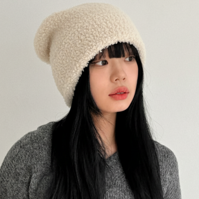 블루씨티 큐티 곰돌이귀 뽀글이 니트 스트링 끈 겨울 귀도리 모자