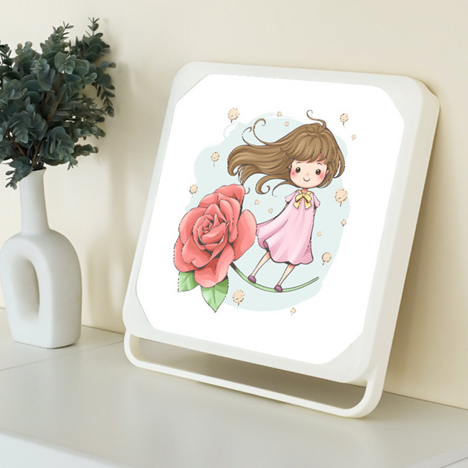 壁畫收納箱放乾淨衣服神器洗澡壁掛摺疊浴室置物架廁所衛生間櫃子, 1個, 水晶款(童話玫瑰)白框:如圖