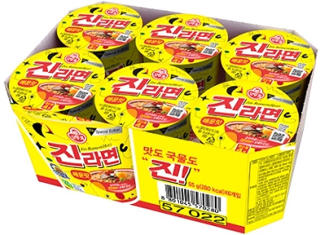 오뚜기 진라면 매운맛 소컵6입, 6개