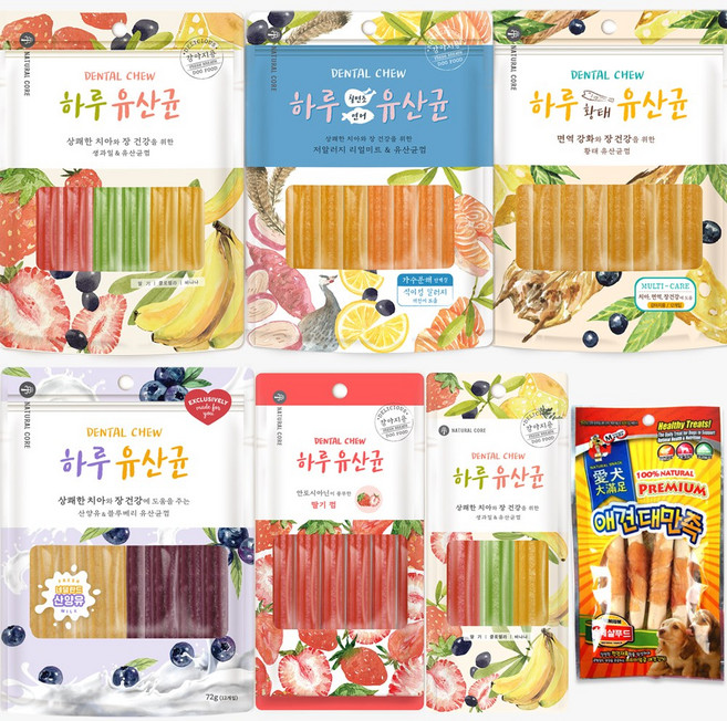 네츄럴코어 강아지간식 하루유산균 혼합 (총57p) + 만도스페샬푸드 1개