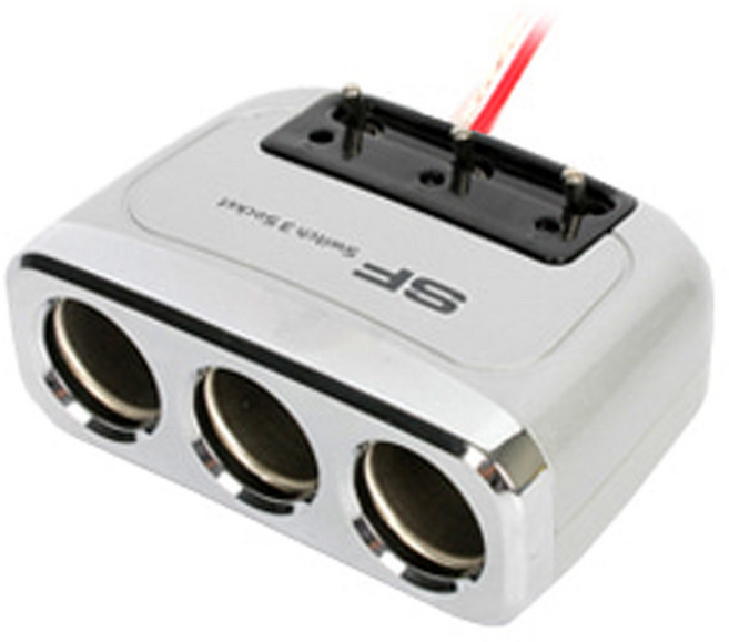 삼진 스위치 3구 시거잭소켓 실버, 1개