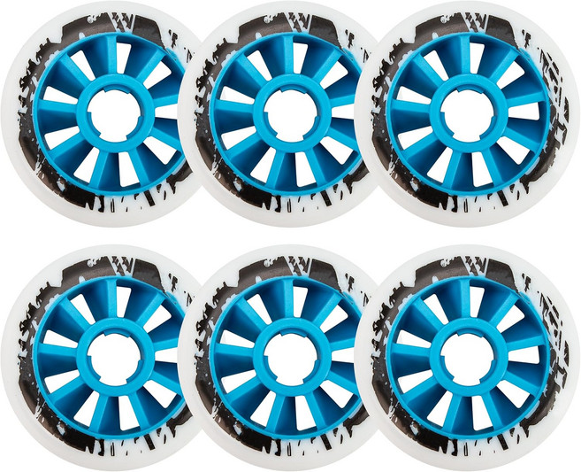 90mm 85A 인라인 스케이트 휠 롤러블레이드의 실외 교체 부드러운 빠른 장거리 도시 스케이팅을 위한 강력한 블루 코어가 있는 고반동 PU 스피드 피트니스 스케이팅 휠6종 세트