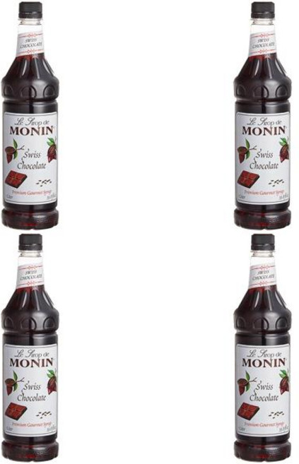 Monin 프리미엄 스위스 초콜릿 향 시럽 1L 4개입 플라스틱 병 4L, 1세트