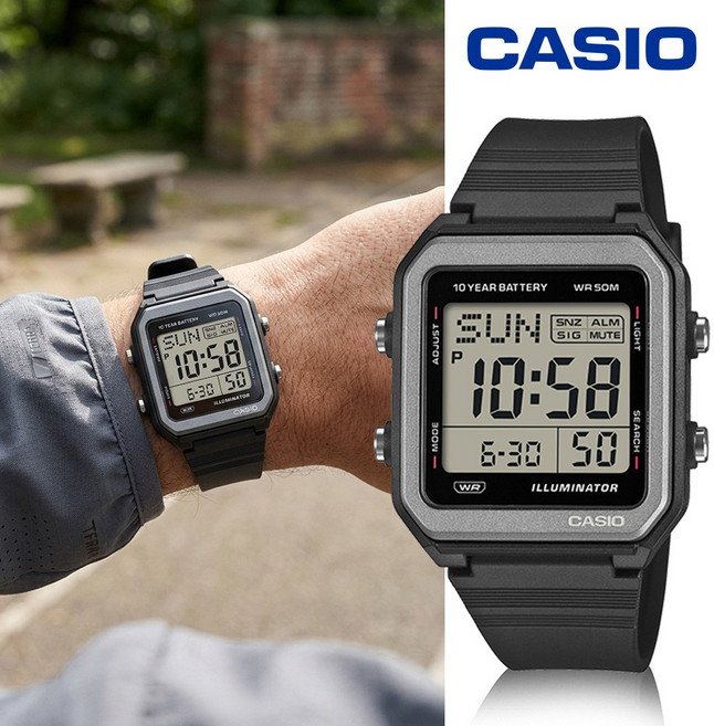 카시오 빅페이스 사각 전자시계 디지털 방수 군인 학생 지코스모 백화점AS W-221H-1AVDF