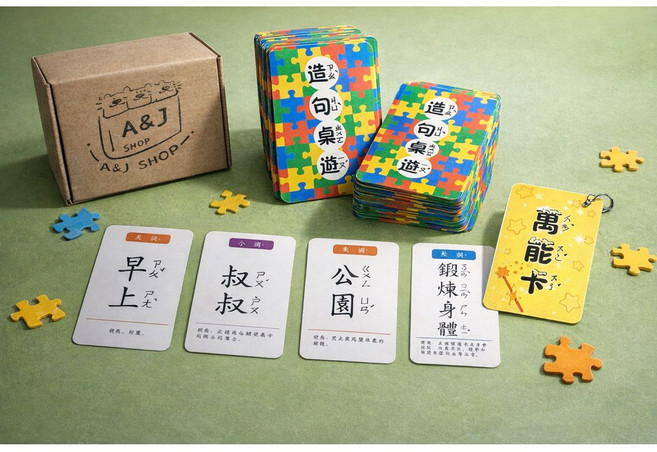 A&J SHOP 造句 桌遊 邊玩邊學 語文力訓練卡牌, 1個, 有注音款（新款卡牌尺寸加大）