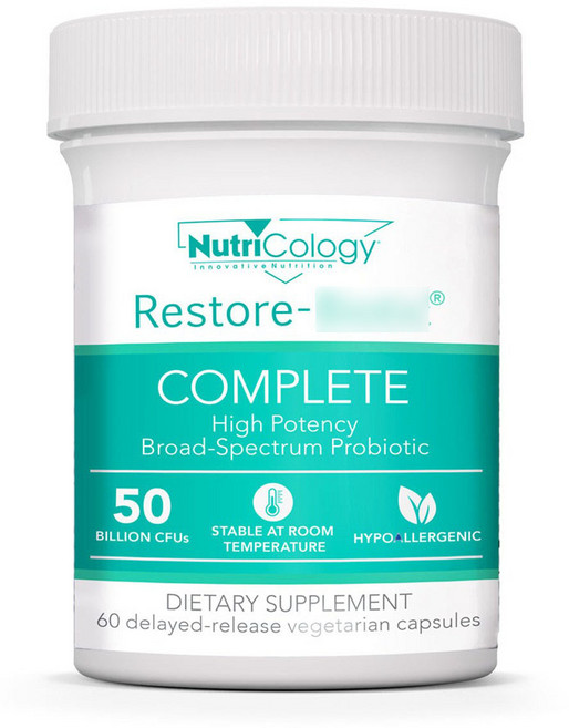 뉴트리콜로지 리스토어 컴플리트 하이 포텐시 브로드-스펙트럼 프로바이오틱 500억 CFUs 딜레이드 릴리즈 베지테리안 캡슐, 60개입, 1개, 60정