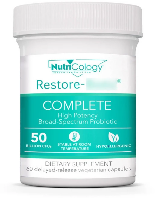 뉴트리콜로지 리스토어 컴플리트 하이 포텐시 브로드-스펙트럼 프로바이오틱 500억 CFUs 딜레이드 릴리즈 베지테리안 캡슐, 60개입, 1개, 60정 - 쿠팡