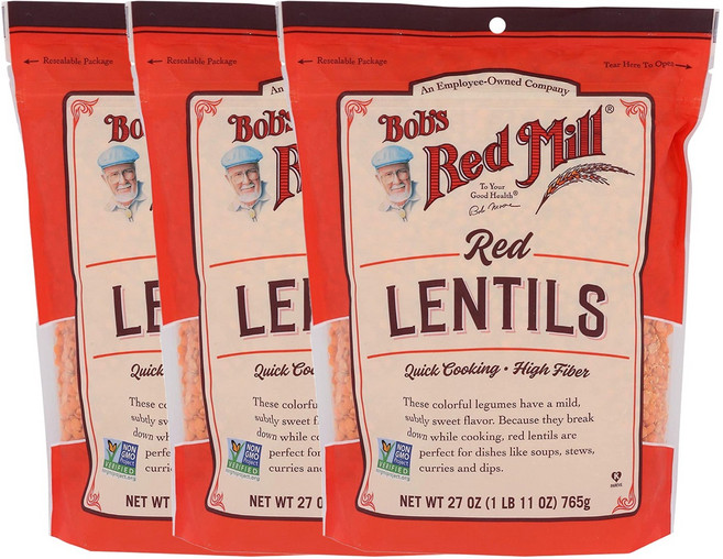 밥스레드밀 레드 렌틸, 765g, 3개