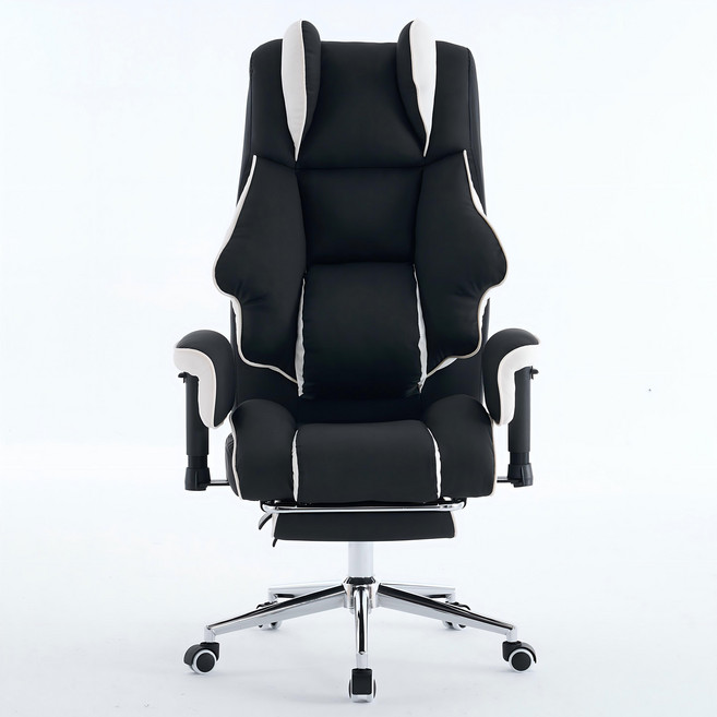 인체공학 포커스체어 중역 게이밍 의자 침대형 리클라이너 사무용 컴퓨터 PC방용 게임용, 블랙