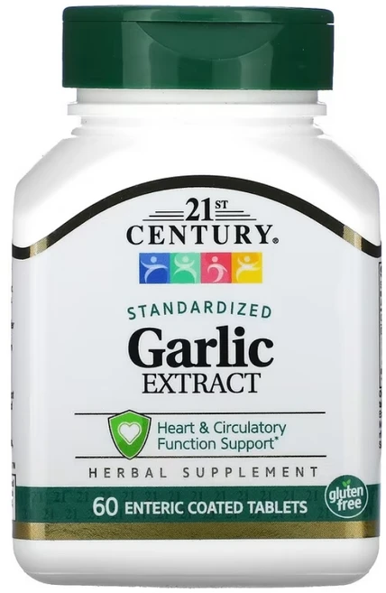 21st Century 21세기 센트리 마늘 추출물 표준화 장용성 코팅 타블렛 60정 다이칼슘포스페이트 알리신 4000mcg 함유, 1개 - 쿠팡