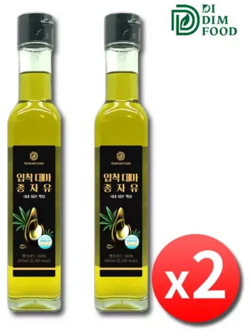 디딤푸드 압착 대마종자유 250ml x 2병 캐나다 햄프씨드 오일 냉압착 대마씨유 대마유 대마씨 기름 CBD, 200cc, 2개