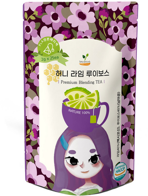 허니 라임 루이보스티 과일 허브티 블렌딩차 삼각티백, 1개, 25개입, 2g
