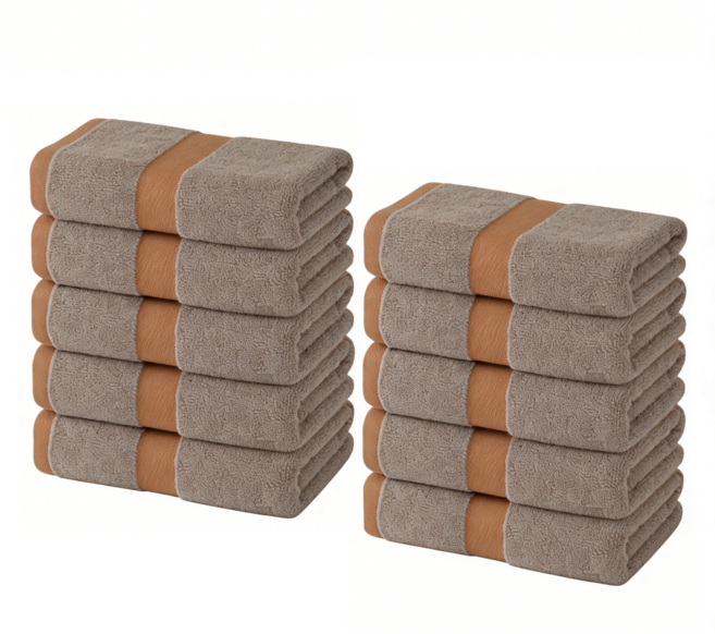 Arsjuo 항균 일상 고급수건 부드러운 호텔 세안 타올 523GSM 40수, 10개, 브라운