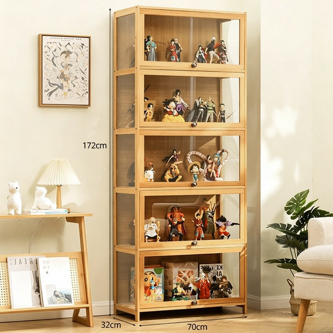 2위 - 쿠리브 거실 진열장 다층 수납 선반 피규어 전시 수납장 원목색, 5단 70cm(334)