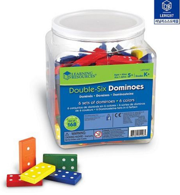 (러닝리소스) LER0287 칼라 도미노 버켓(168개) Color Dominoes in a Bucket, 본상품, 1개