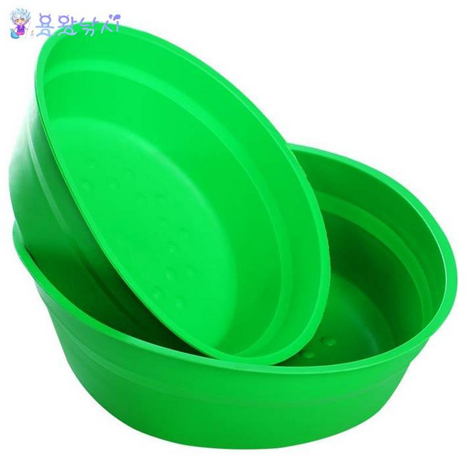 용왕낚시 떡밥그릇 깨지지 않는 말랑고무 떡밥바가지 그린, 말랑고무재질 떡밥그릇 소&대 각 1개