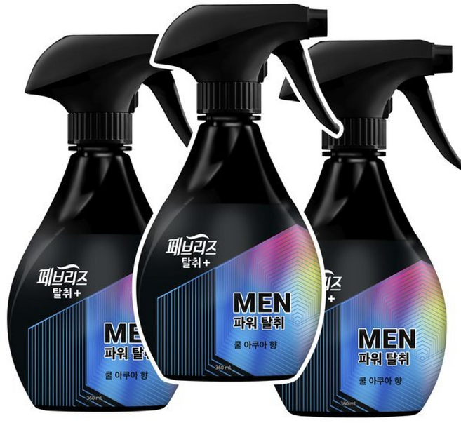 페브리즈 섬유탈취제 파워탈취 쿨아쿠아향 포맨 용기, 3개, 370ml