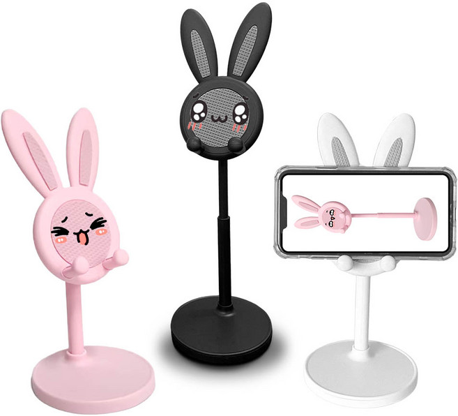 깔끔더하기 토끼 폰거치대 깜찍한 핸드폰 거치, 1개, 블랙