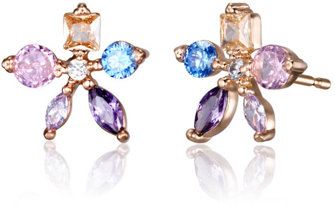 [엘르주얼리] 14K GF 레인보우 플라워 포인트 귀걸이 ELGPEE541