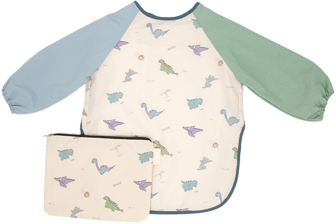 세맘스 어린이 유아 방수 미술가운+파우치세트 촉감놀이 자기주도 이유식 긴팔 턱받이