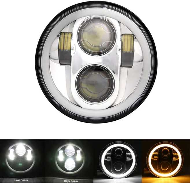 오토바이조명 혼다호환 섀도우 VT 600 700 750 1100 바이크 오토바이 전조등 용 Motocross 5.75 인치 LED, 01 Sliver Halo, 01 CHINA