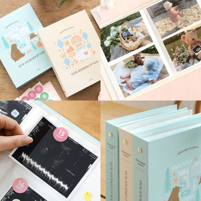 폭시샵 처음부모 초음파 사진 포켓식 앨범 아기 베이비 사진첩 3x5 포토북 스크랩북 임신 선물, 1개, 28매, 베이지_Beige