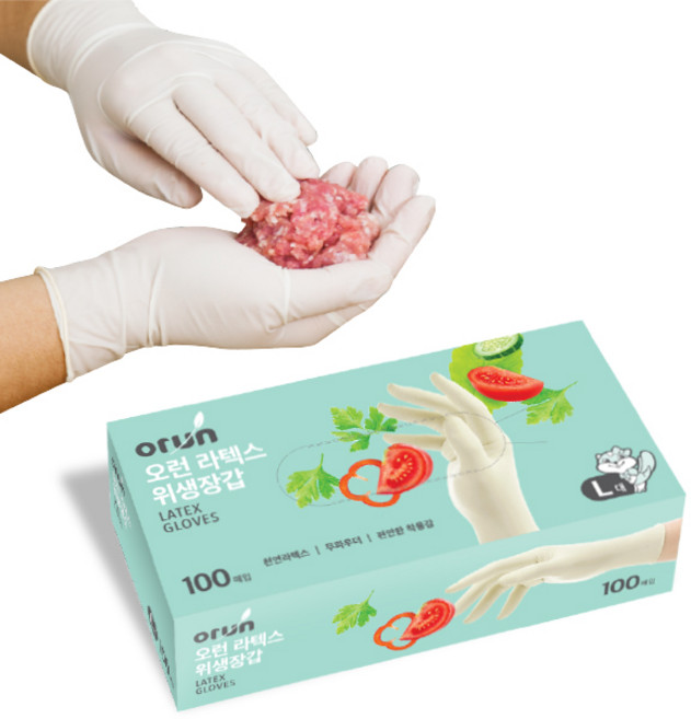 오런 라텍스 위생장갑 L, 대(L), 1개