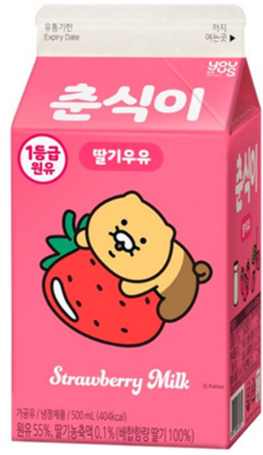 춘식이 딸기우유, 500ml, 11개