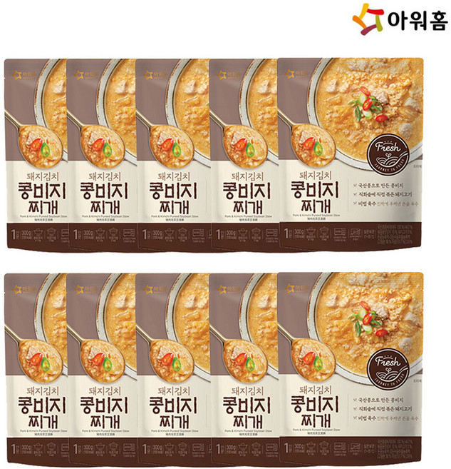 [다만세푸드] 아워홈 돼지김치콩비지찌개 300gx10 (10팩) / 즉석국 즉석탕, 300g, 10개