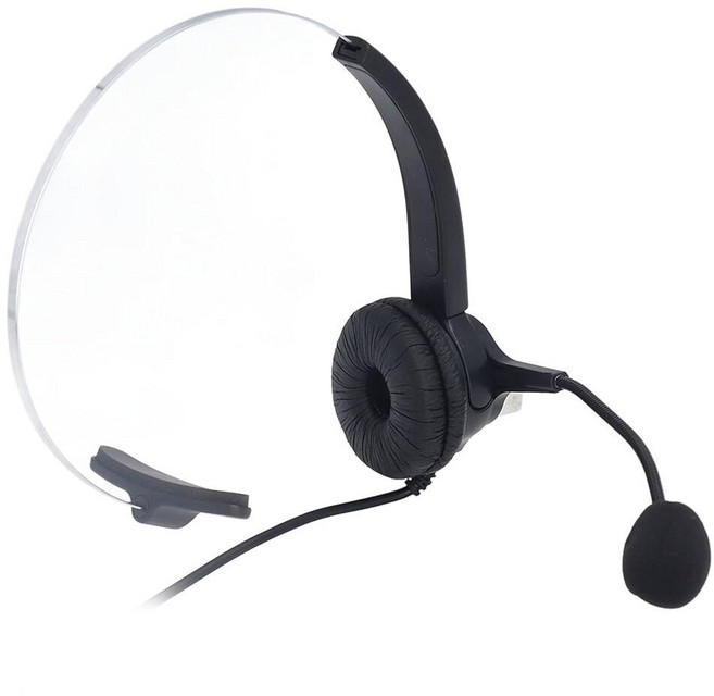 노이즈 캔슬링 사무실 헤드셋 USB 싱글 이어 유선 헤드폰 조절 가능한 볼륨 컴퓨터용 마이크 포함, 노이즈 캔슬링 사무실 헤드셋, USB 싱글 이어 유선