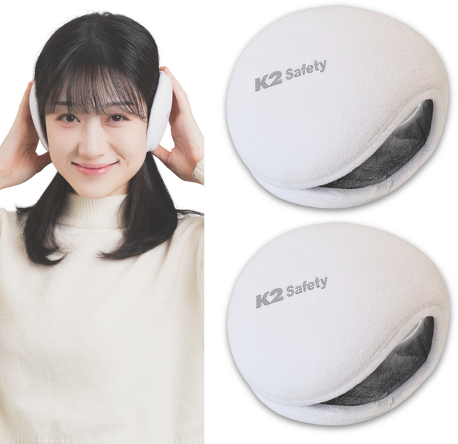 K2 Safety 맥스 방한 귀마개 2개 귀도리, 1세트, 화이트+화이트