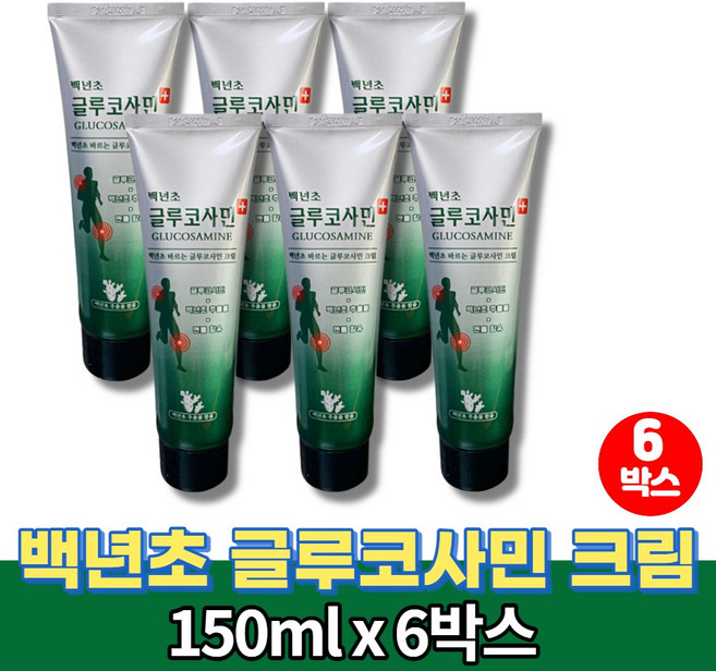 바르는 백년초 글루코사민 크림 백련초 운동 전 후 스포츠 맛사지 마사지 젤 겔 수용성젤 멘톨, 6박스