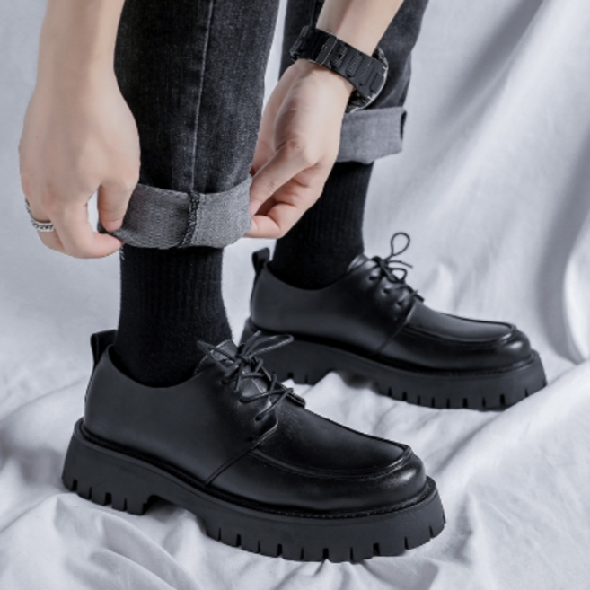 로버 남자더비슈즈 키높이 통굽 로퍼 4cm 무광 로퍼 발편한 캐주얼화 발볼넓은 정장구두 옥스퍼드화