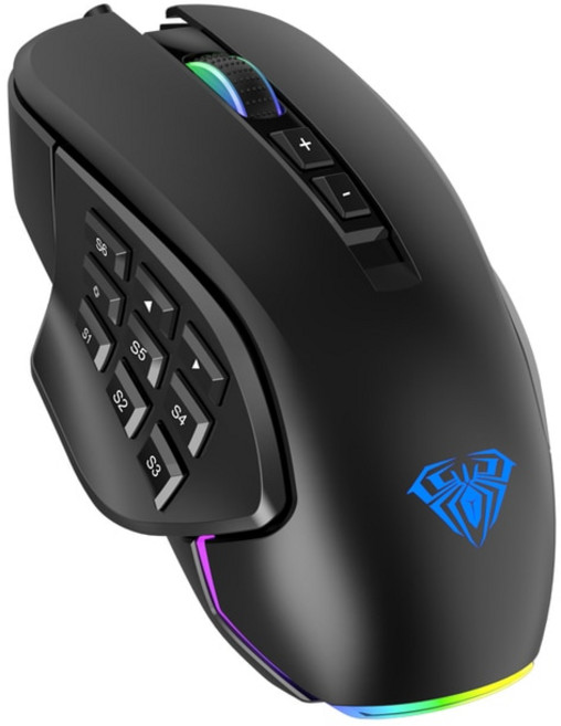 버티컬 마우스 【Code: KORH5106 를 입력하고 7 714 원을 받는다】AULA-H510 RGB 게이밍 마우스 10000 DPI, 02 Black, 한개옵션1