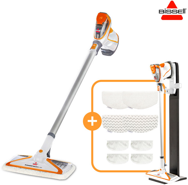 비쎌 슬림 스팀청소기 DAILY 패키지 (화이트오렌지+정품걸레8P+거치대), 단품, 단품