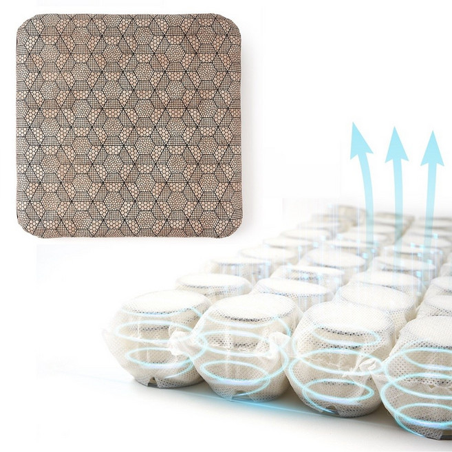 자세바로 에어소프트 방석 3D입체 특허등록 81개 스프링 포켓 욕창 기능성방석 자동차방석 휠체어방석, 라이트브라운