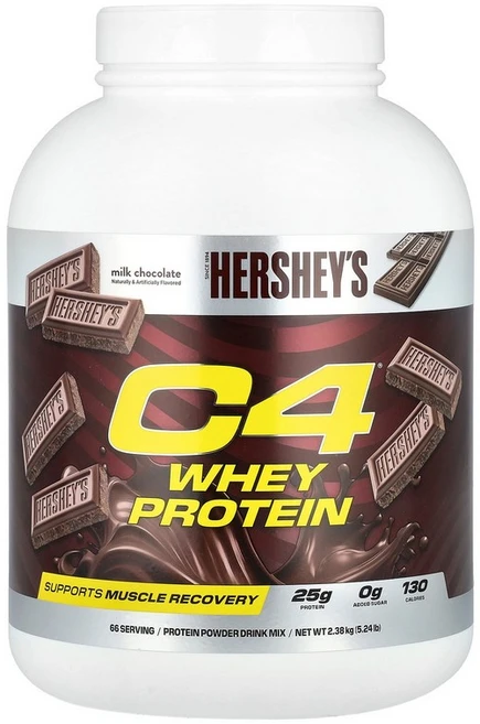 C4 / Cellucor C4® 유청 단백질 허쉬 밀크 초콜릿 2.38kg(5.24lb) Cellucor (C4 셀루코어), 1개, 2.38kg - 쿠팡