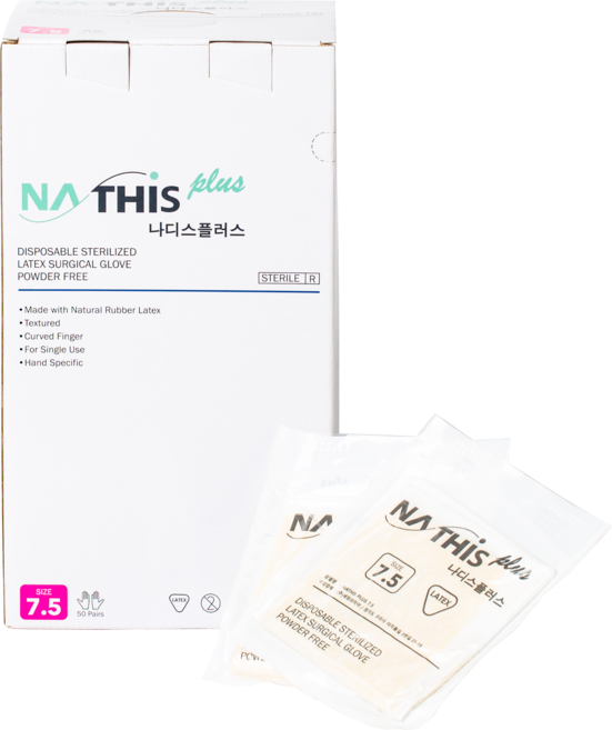 나디스 플러스 수술장갑 멸균 진료용 수술용 라텍스 글러브 개별포장 50조, 1세트