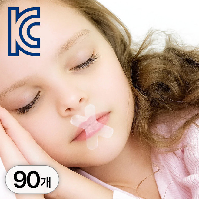 라이프엠디 90개 세트 어린이 입벌림 방지 입막음 테이프 투명 잘때 붙이는 입술 밴드 수면용 코골이 보조 입테이프 X형 패치