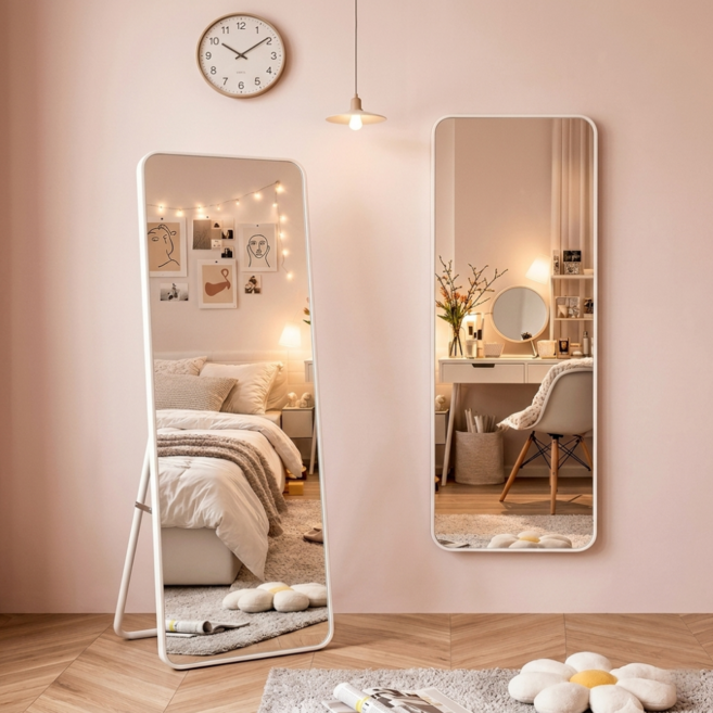 온리브온 스탠드 벽걸이 겸용 전신거울 화이트