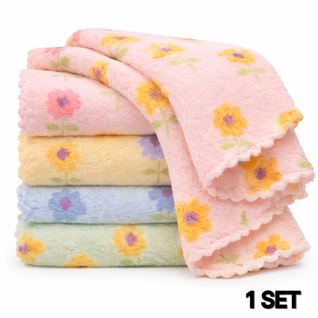 초이스 부드러운 극세사 꽃 행주, 1개, 혼합