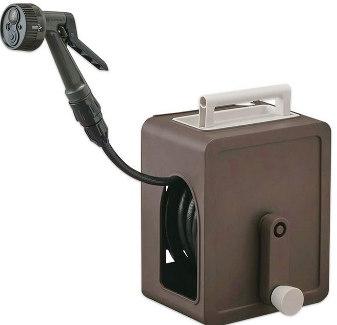 10m FCH-10MP 아이리스 오야마 호스 릴 풀 커버 컴팩트 호스 릴 브라운 공간