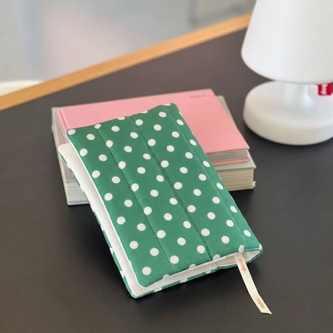 몽글몽글 도트 A5 패브릭 북커버 다이어리 파우치, 1개, 그린