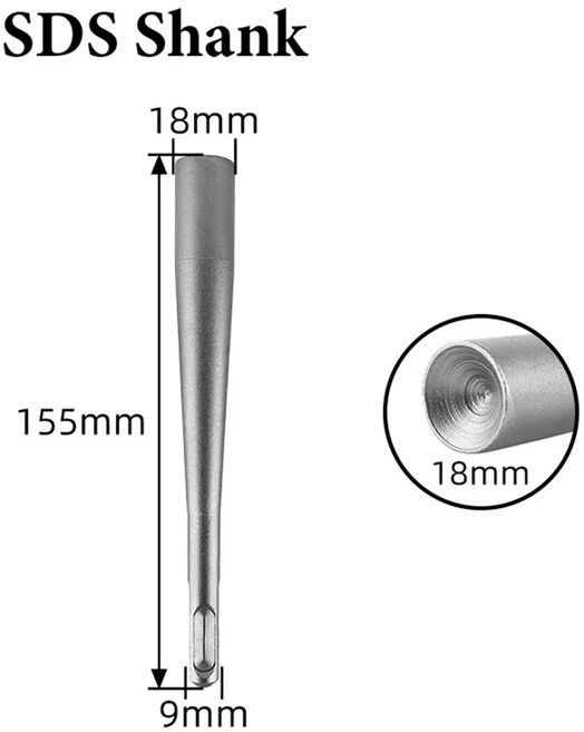 전기 해머 설치용 원형/사각형 샹크 합금강이 있는 확장 볼트 스트라이킹 펀치 155mm/6.2인치, 01 round handle