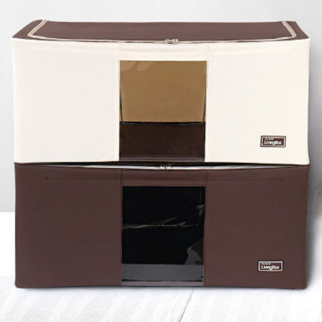 대용량수납함 이불 보관함 패딩 의류 정리함 옷정리 수납 박스, 1개, 브라운브라운