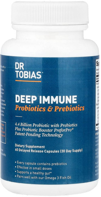 닥터토비아스 Deep Immune 프로바이오틱 & 프리바이오틱 지연 방출 캡슐 60정, 1개