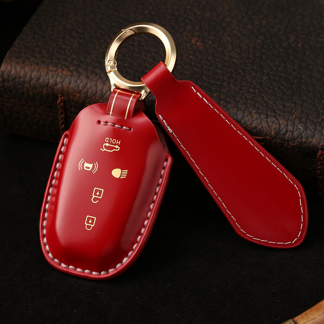 아이리온 무쏘 EV 호환 소가죽 키케이스 키커버 키홀더, 가죽키케이스_무쏘전용_레드+ 키링